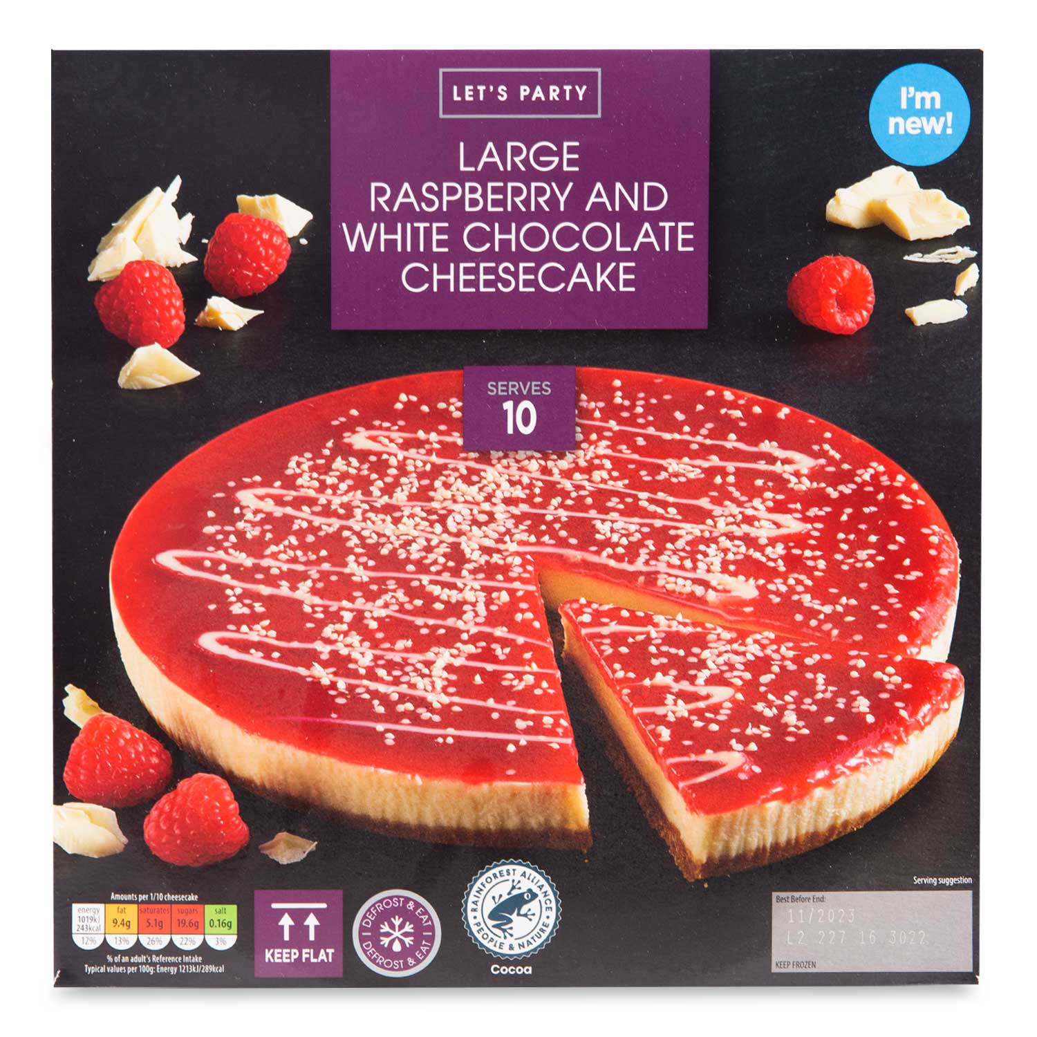 Let's Party Raspberry & White Chocolate Cheesecake 840g