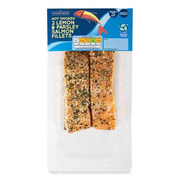 The Fishmonger Hot Smoked Lemon & Parsley Salmon Fillets 185g/2 Pack