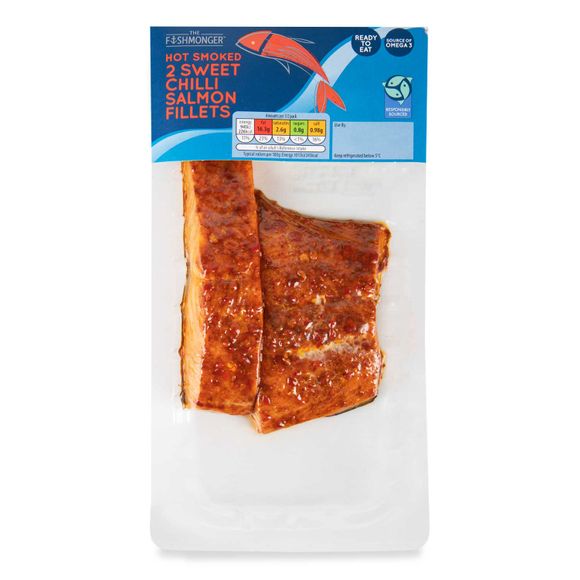 The Fishmonger Hot Smoked Sweet Chilli Salmon Fillets 185g/2 Pack