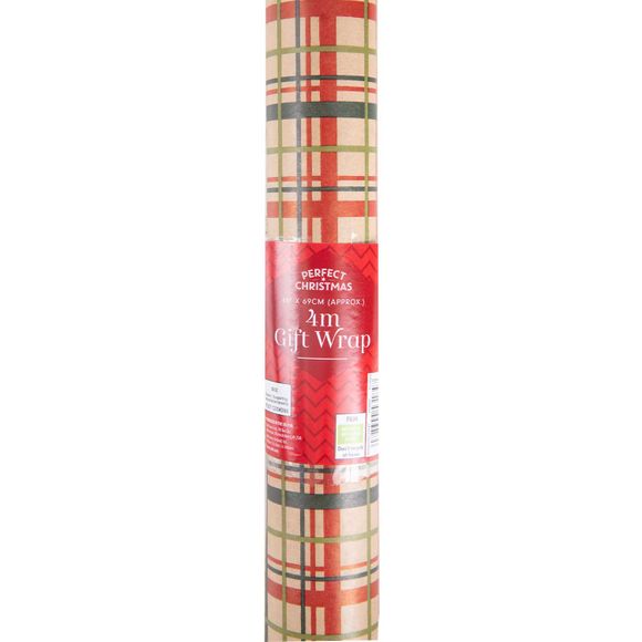 Perfect Christmas Square Tartan Gift Wrap 4m