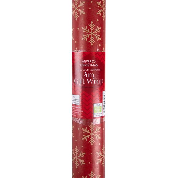 Perfect Christmas Simple Flakes Gift Wrap 4m