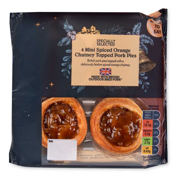 Specially Selected Mini Spiced Orange Chutney Topped Pork Pies 200g/4 Pack