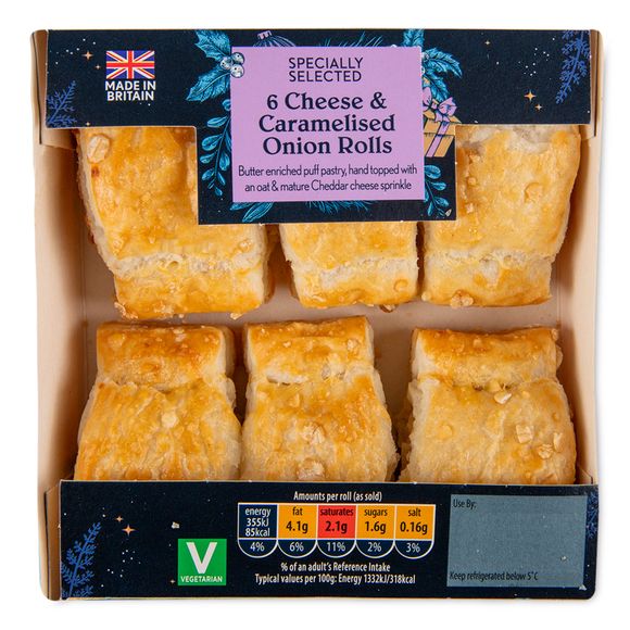 Specially Selected Cheese & Caramelised Onion Rolls 160g/6 Pack