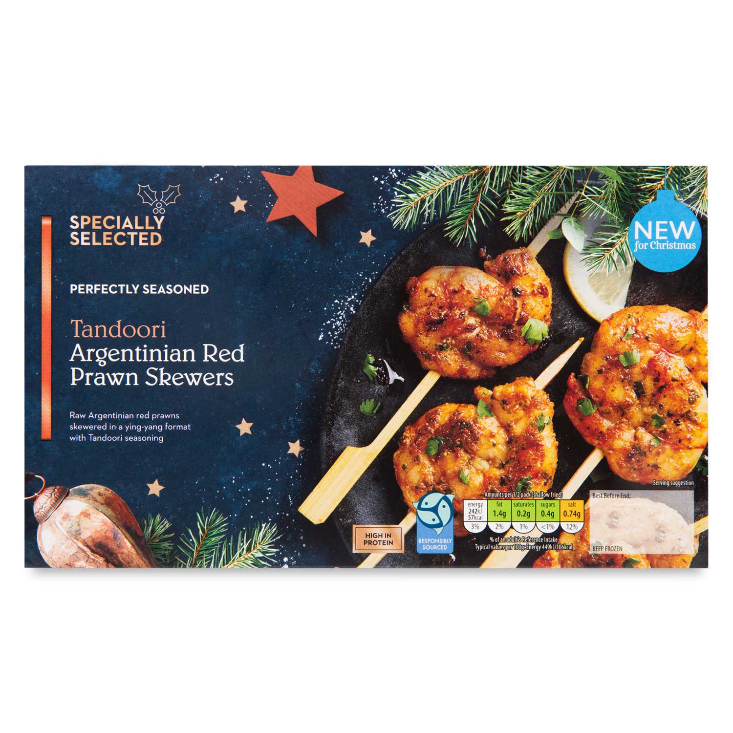 Specially Selected Tandoori Argentinian Red Prawn Skewers 126g