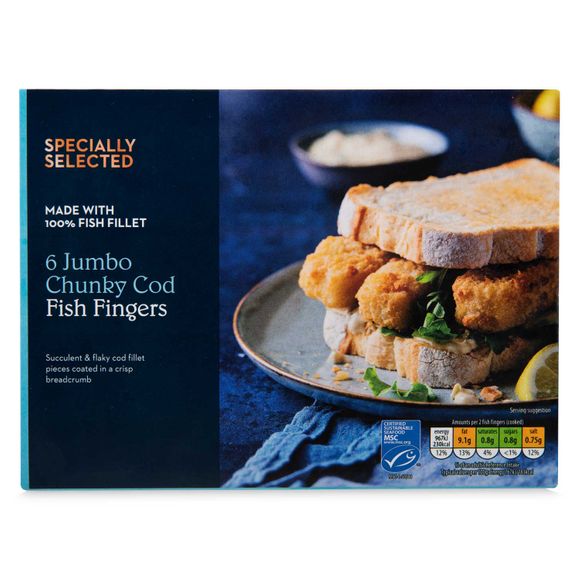 The Fishmonger Jumbo Chunky Cod Fish Fingers 400g/6 Pack