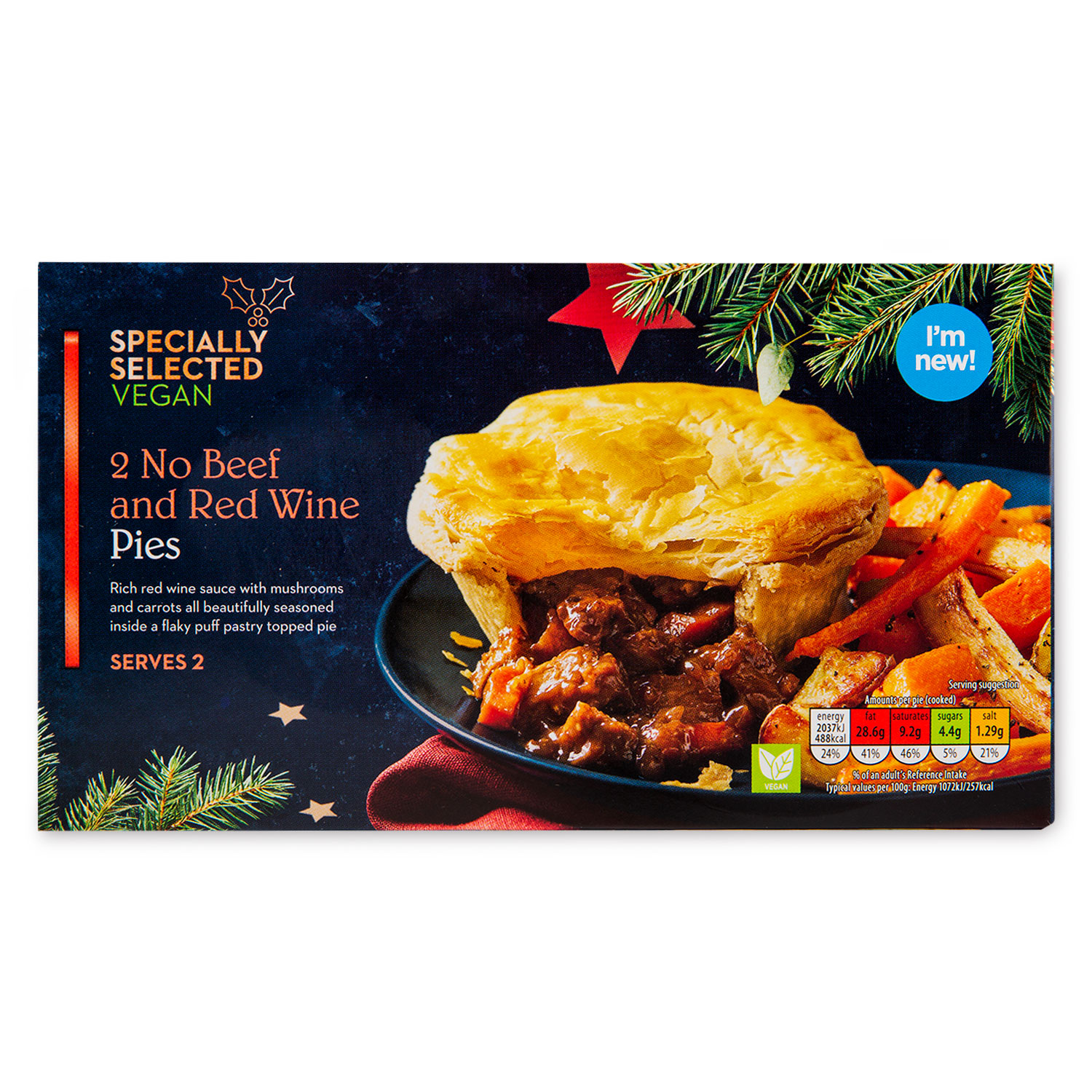 Specially Selected Vegan No Beef & Red Wine Pies 2x200g/2 Pack