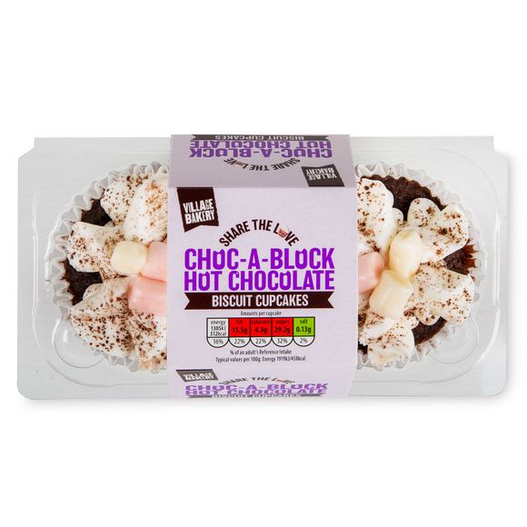 Holly Lane Choc-a-block Hot Chocolate Biscuit Cupcakes 2 Pack