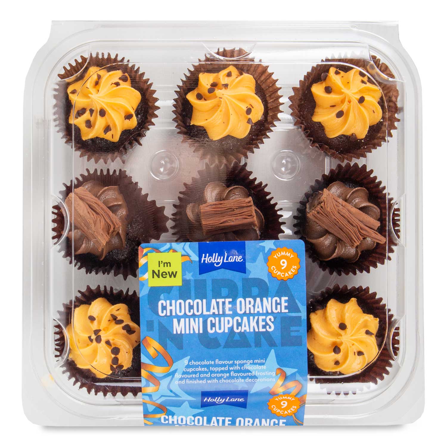 Holly Lane Chocolate Orange Mini Cupcakes 170g/9 Pack