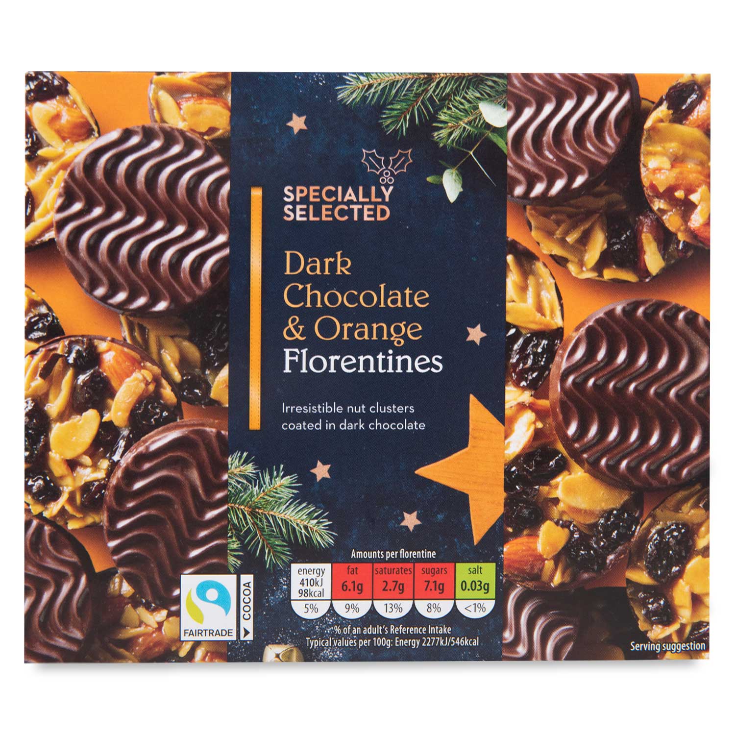 Specially Selected Dark Chocolate & Orange Florentines 105g