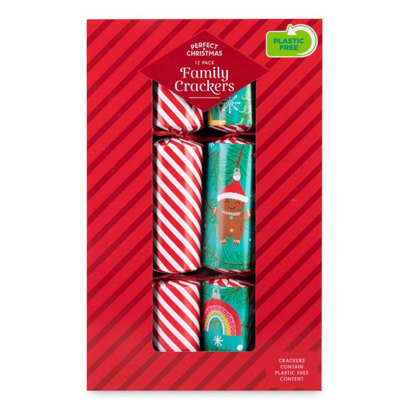 Perfect Christmas Candy Cane & Gingerbread Design Christmas Crackers 12 Pack