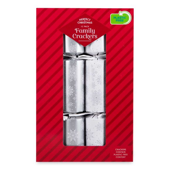 Perfect Christmas Silver Christmas Crackers 12 Pack