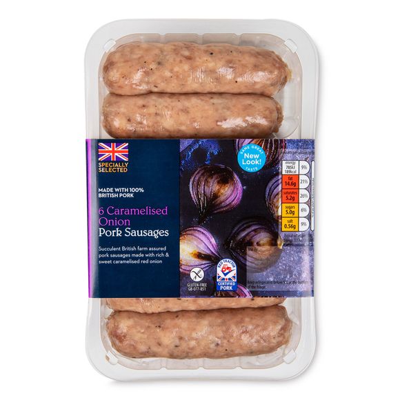 Specially Selected Caramelised Onion Pork Sausages 400g/6 Pack