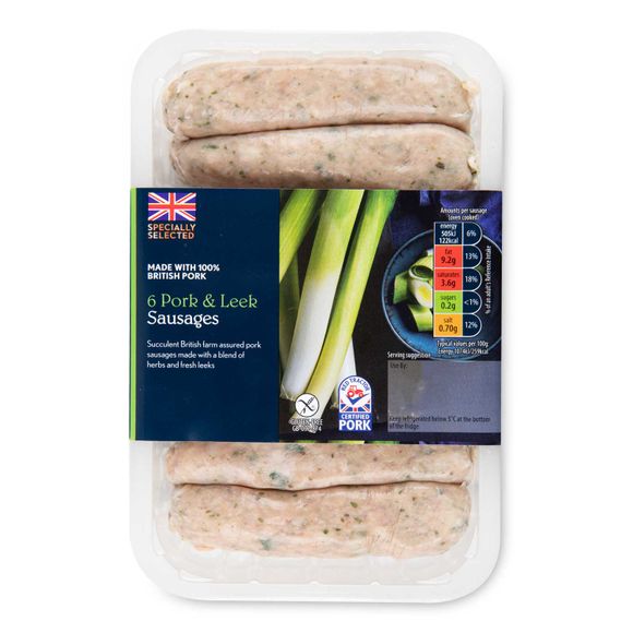 Specially Selected Pork & Leek Sausages 400g/6 Pack