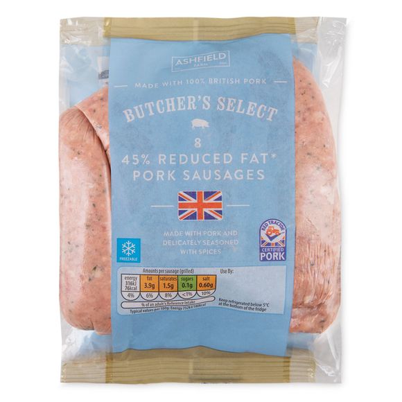 Butcher's Select 45% Reduced Fat Pork Sausages 454g/8 Pack