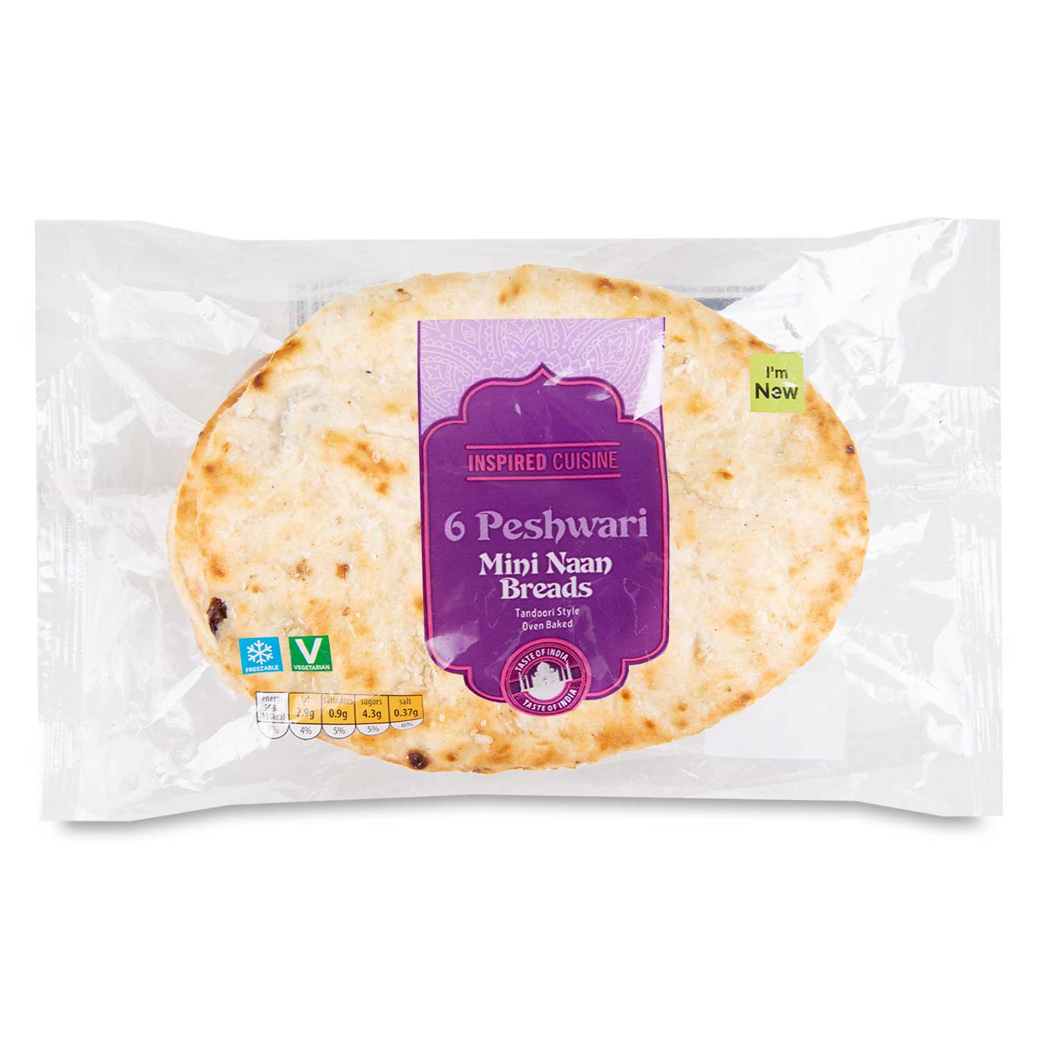 Inspired Cuisine Peshwari Mini Naan Breads 282g/6 Pack