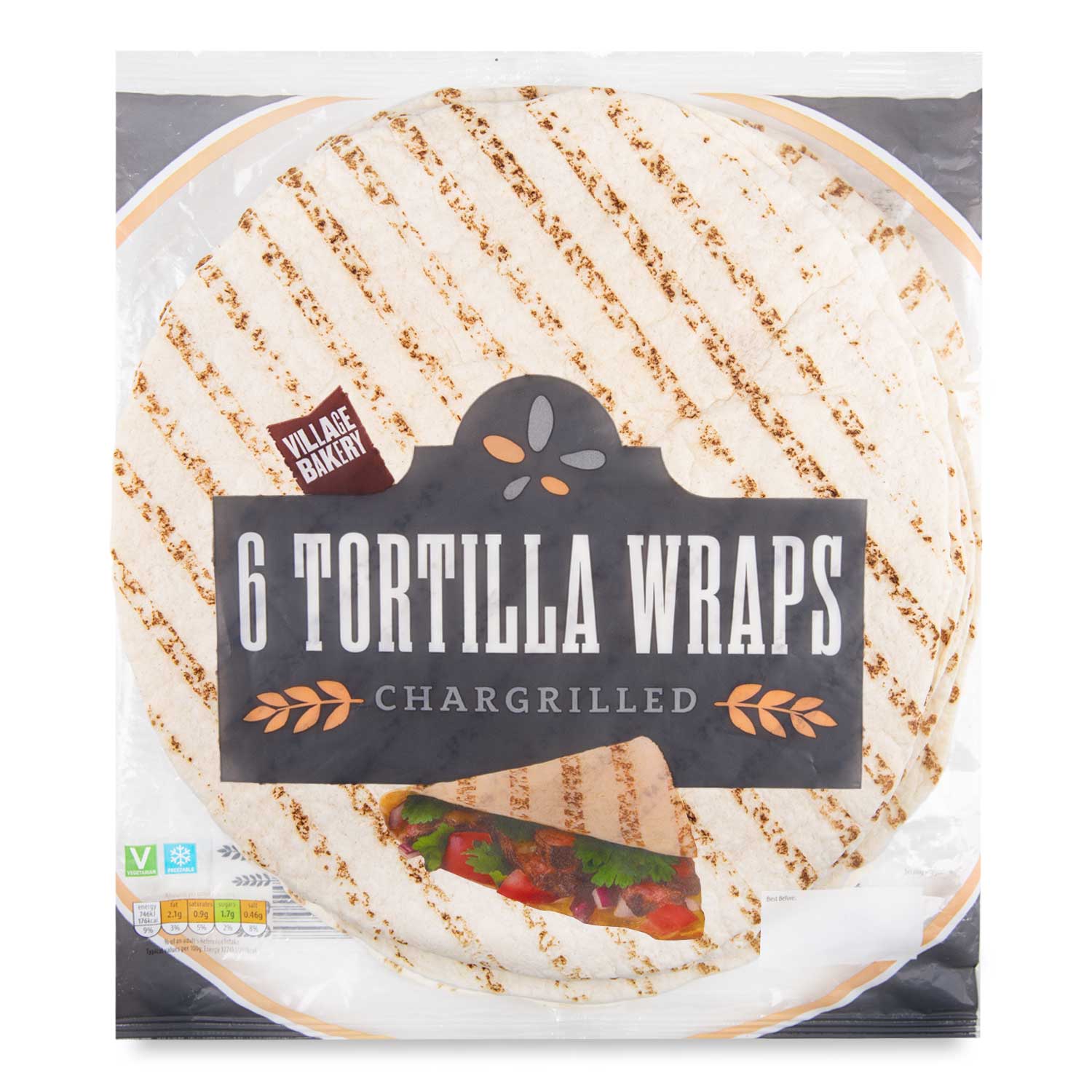 Village Bakery Chargrilled Tortilla Wraps 366g/6 Pack