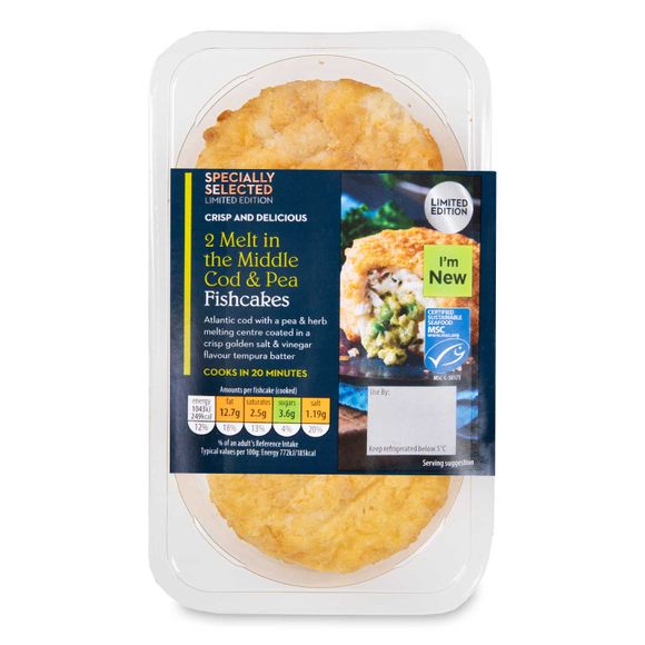 Specially Selected Melt In The Middle Cod & Pea Fishcakes 290g/2 Pack