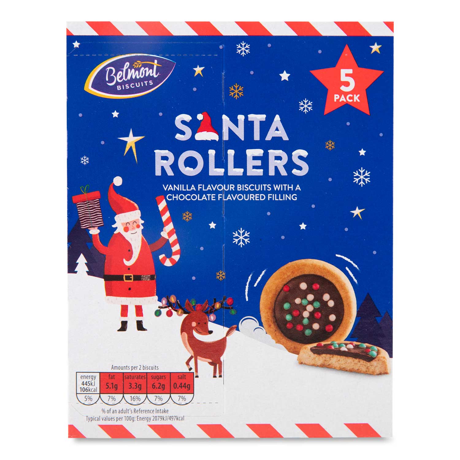 Dairy Fine Cocoa Flavour Santa Biscuits 5x21g