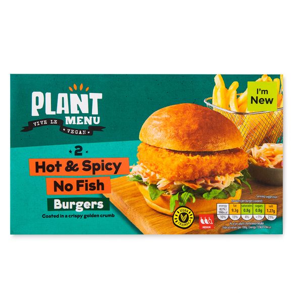 Plant Menu Hot & Spicy No Fish Burgers 240g/2 Pack