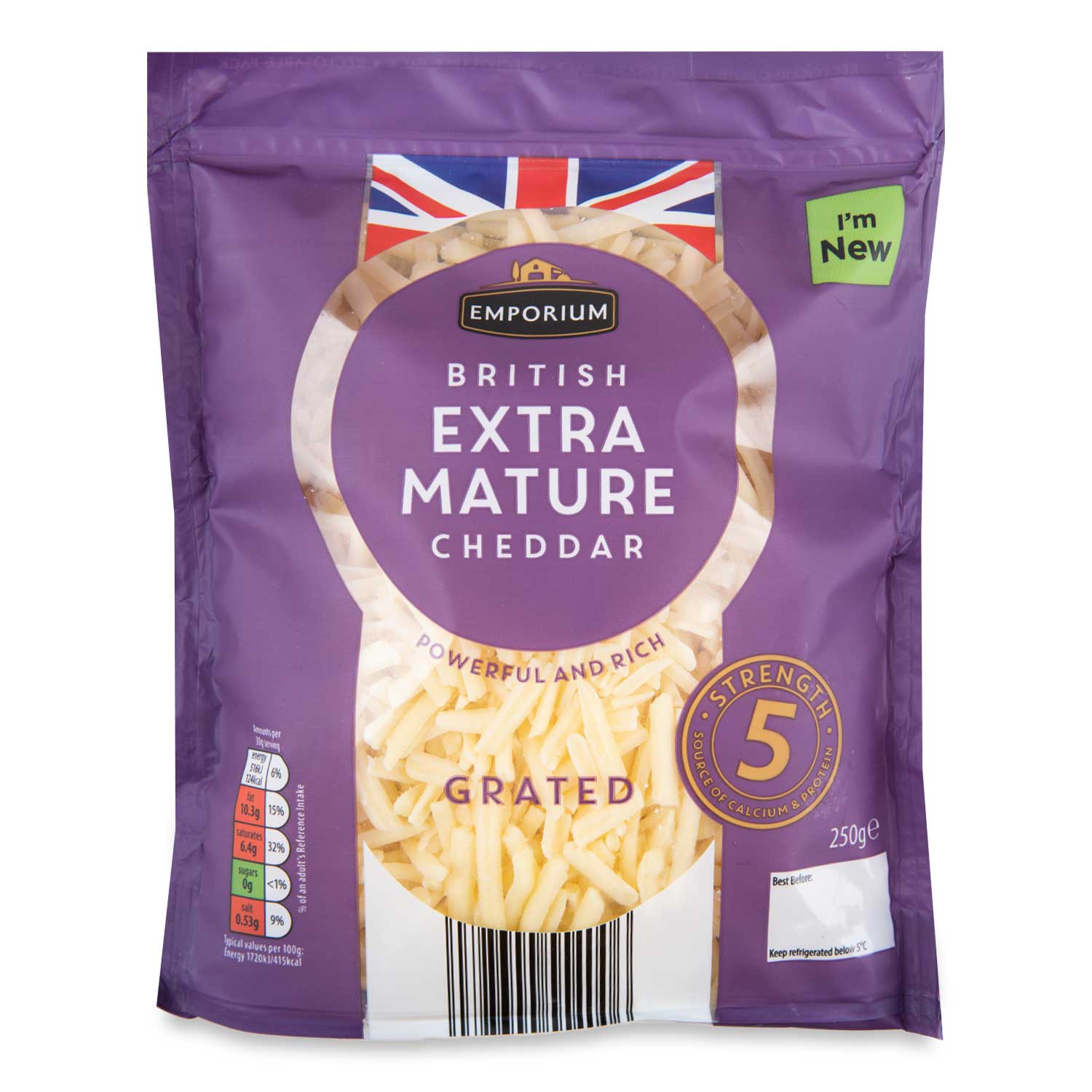 Emporium British Extra Mature Grated Cheddar Cheese 250g