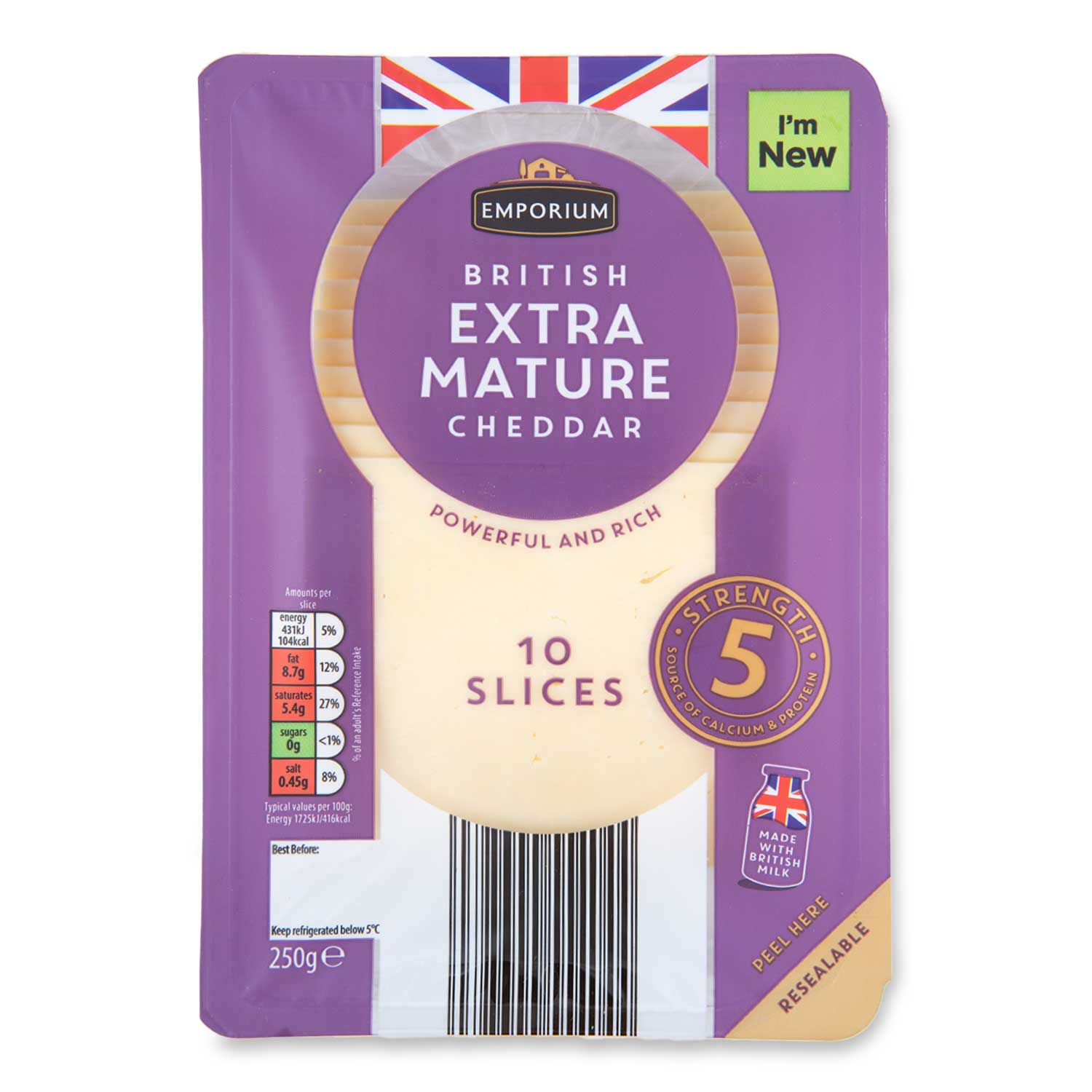 Emporium British Mild Cheddar Cheese 250g/10 Slices