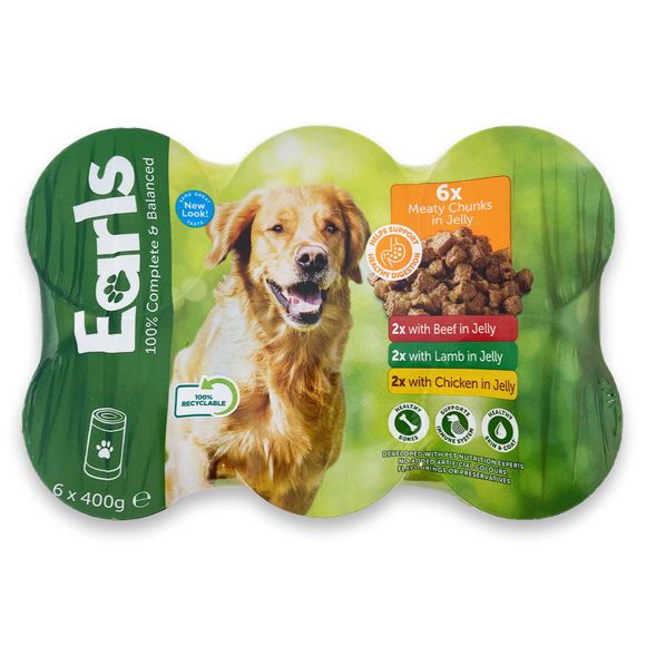 Earls Meaty Chunks In Jelly Dog Food 6x400g