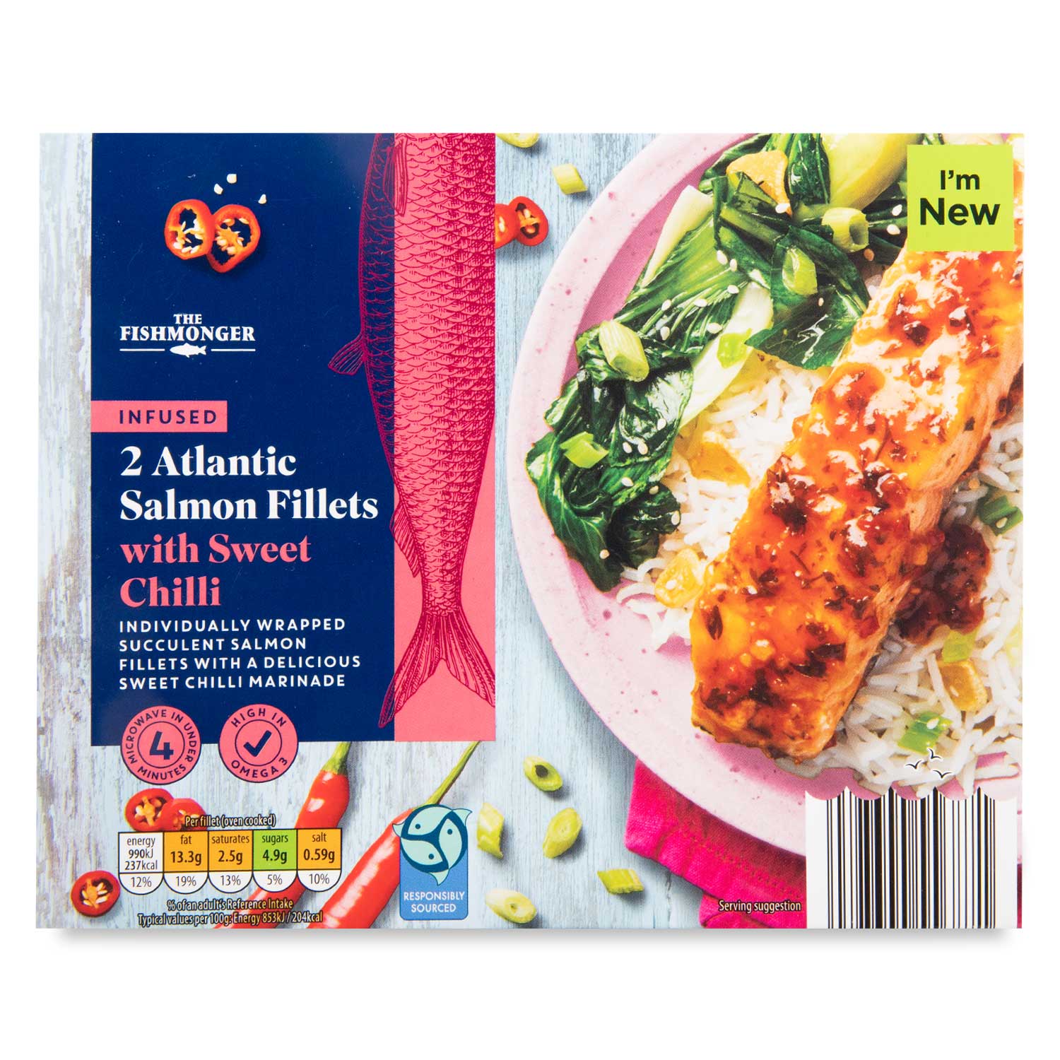 The Fishmonger Atlantic Salmon Fillets With Sweet Chilli 250g/2 Pack