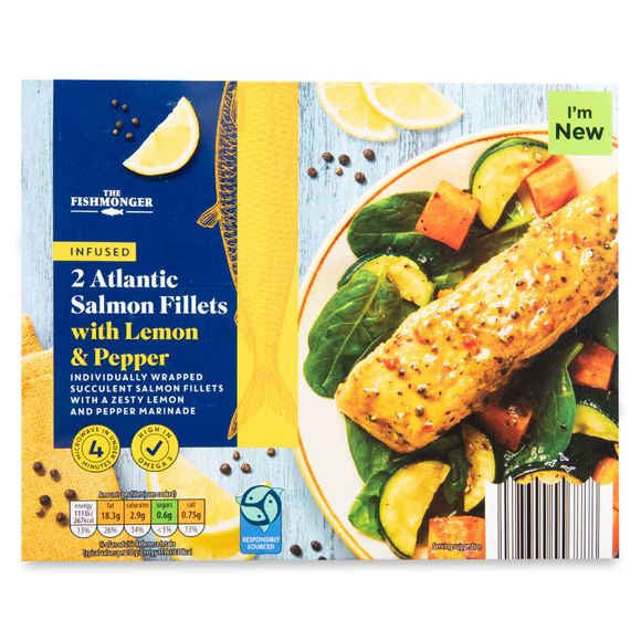 The Fishmonger Atlantic Salmon Fillets With Lemon & Pepper Marinade 250g/2 Pack