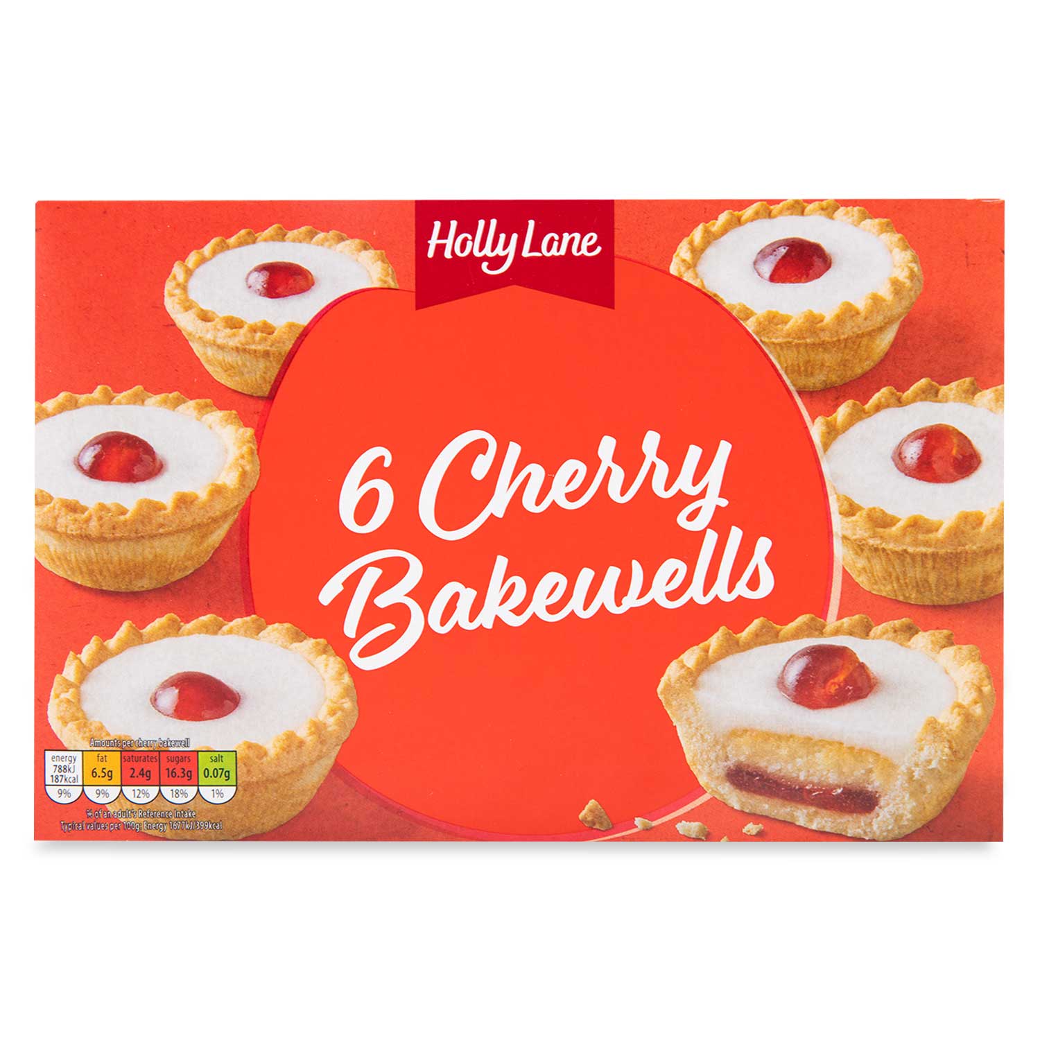 Holly Lane Cherry Bakewells 250g/6 Pack