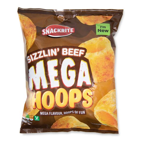 Snackrite Sizzlin Beef Mega Hoops 90g