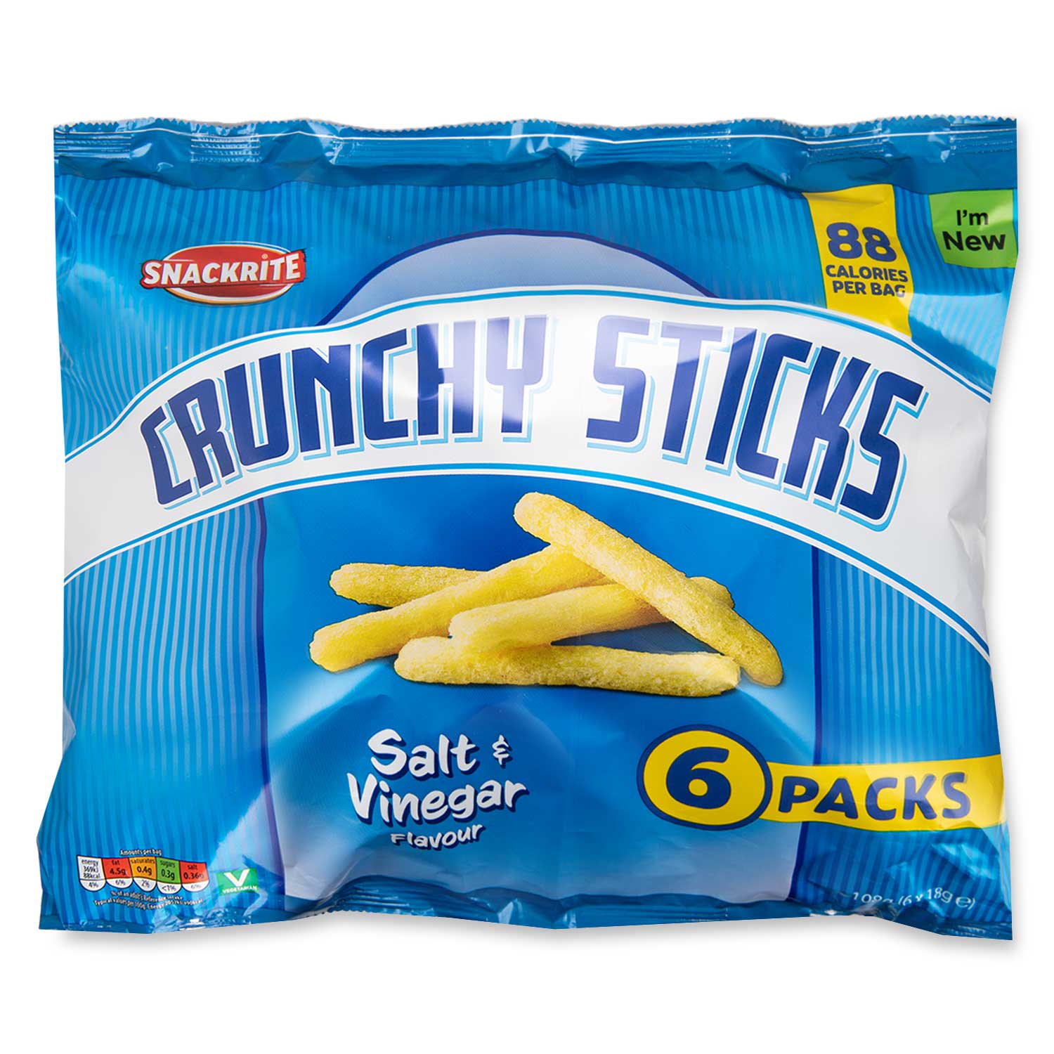 Snackrite Crunchy Sticks Salt & Vinegar Flavour 6x18g