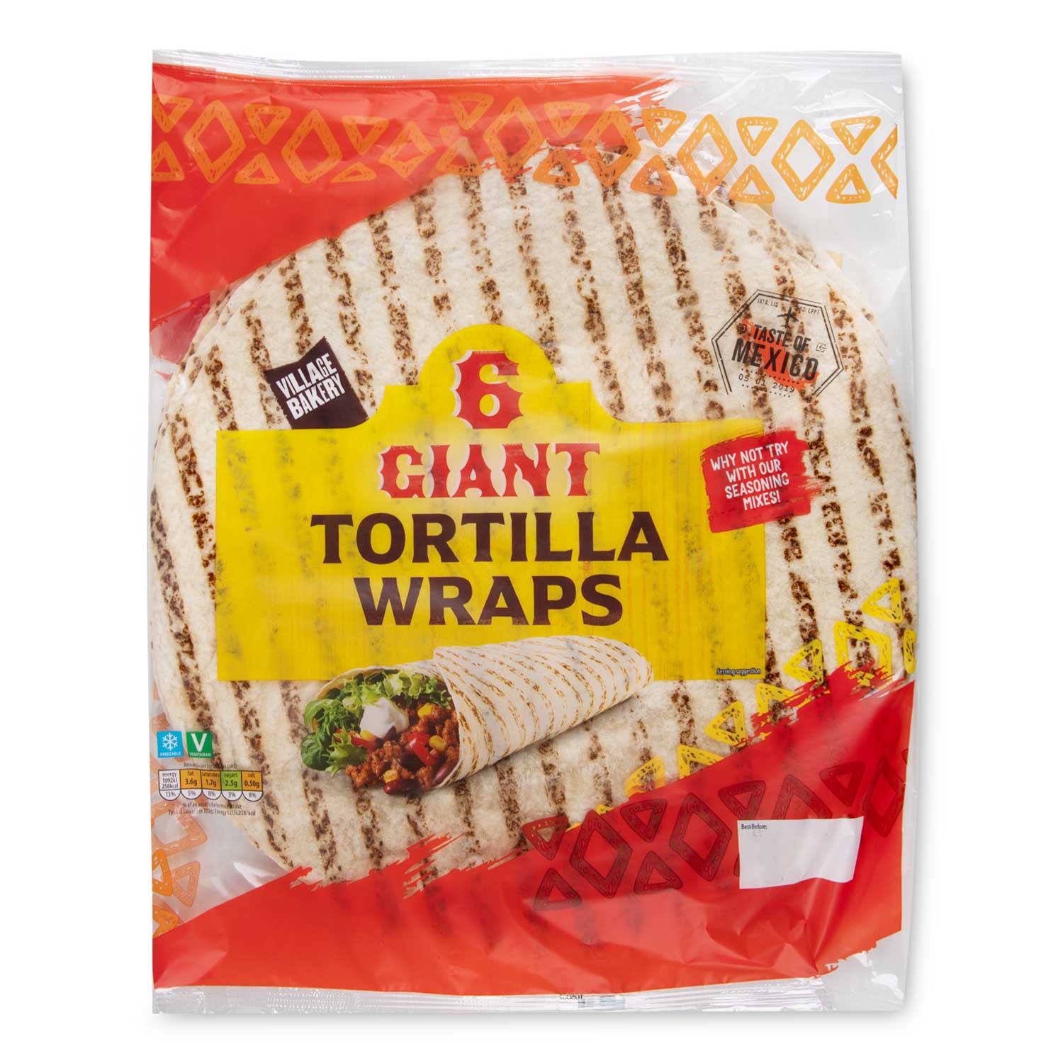 Village Bakery Giant Tortilla Wraps 6x90g