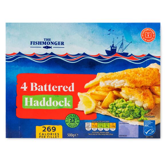 The Fishmonger Battered Haddock Fillets 500g/4 Pack