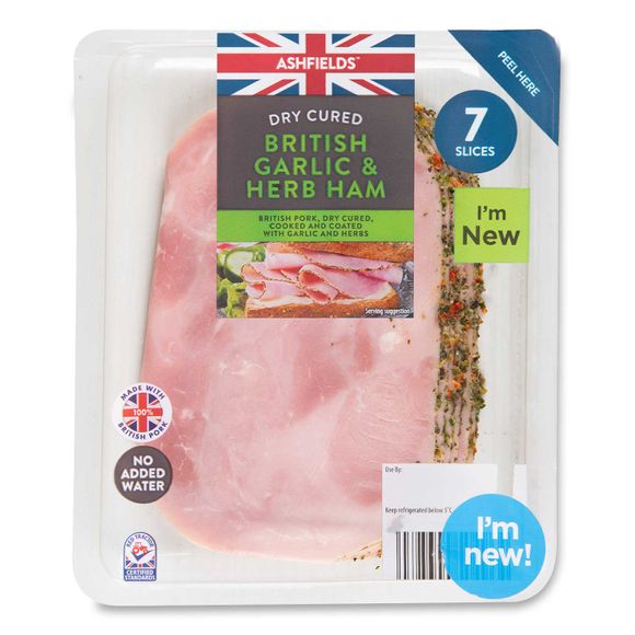 Ashfields Dry Cured British Garlic & Herb Ham 120g