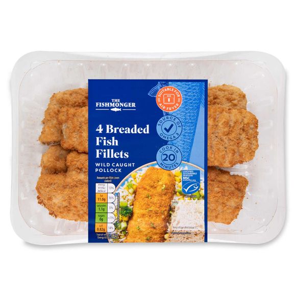 The Fishmonger Skinless & Boneless Breaded Fish Fillets 600g/4 Pack