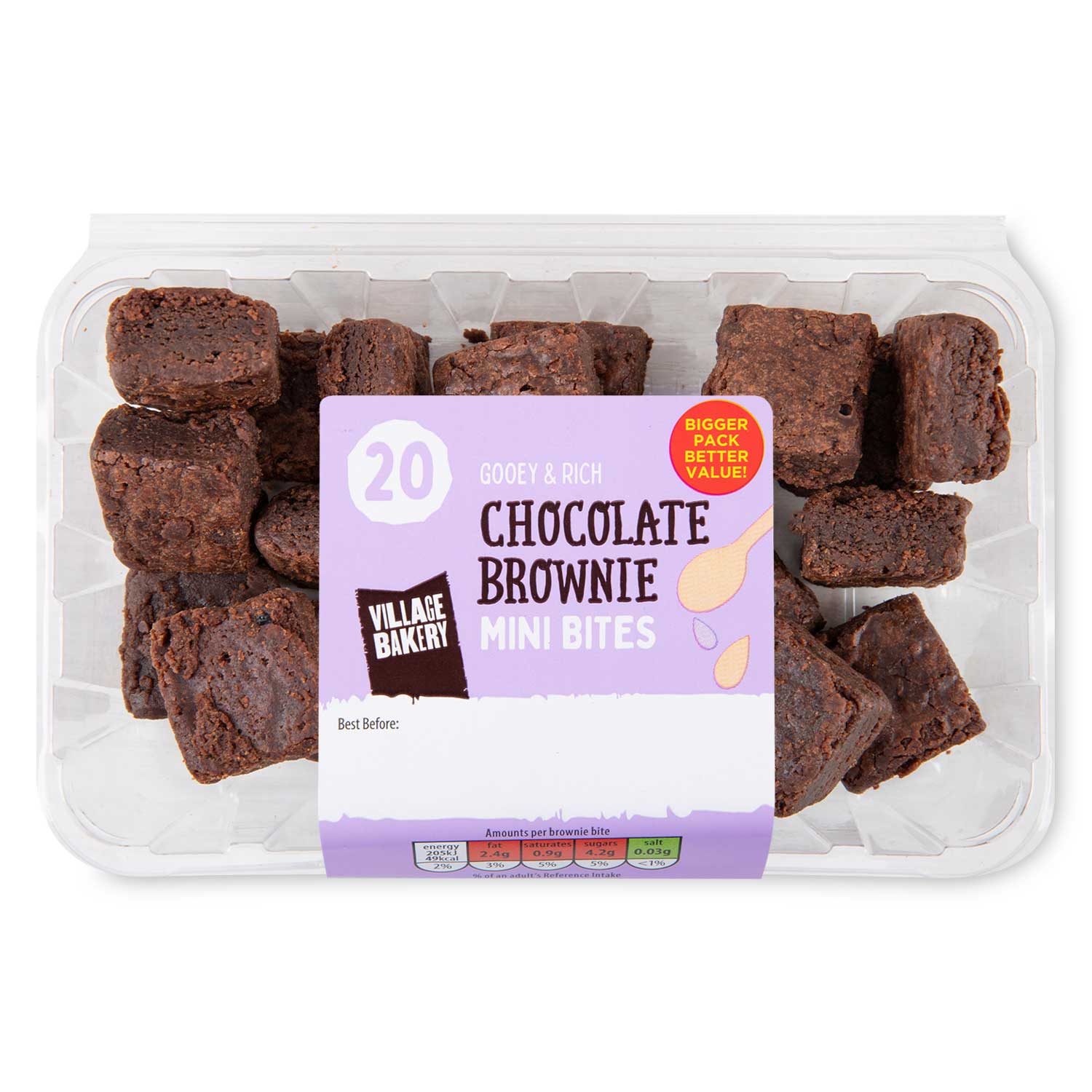 Village Bakery Chocolate Brownie Mini Bites 20 Pack