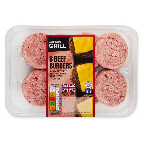 Ashfields Grill Beef Burgers 680g/8 Pack