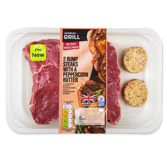 Ashfields Grill Rump Steaks With A Peppercorn Butter 400g/2 Pack