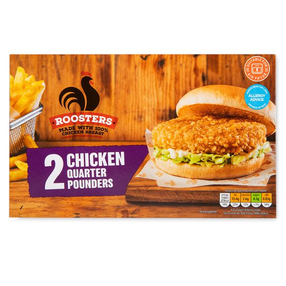 Roosters Chicken Quarter Pounders 227g/2 Pack