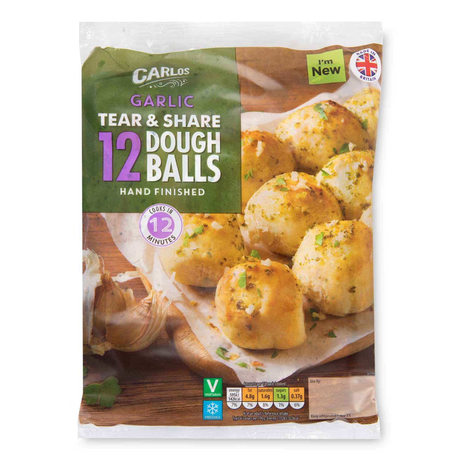 Carlos Tear & Share Garlic Dough Balls 186g/12 Pack