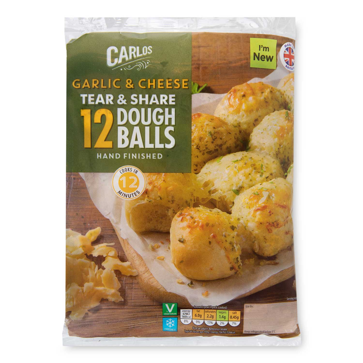 Carlos Tear & Share Garlic & Cheese Dough Balls 206g/12 Pack