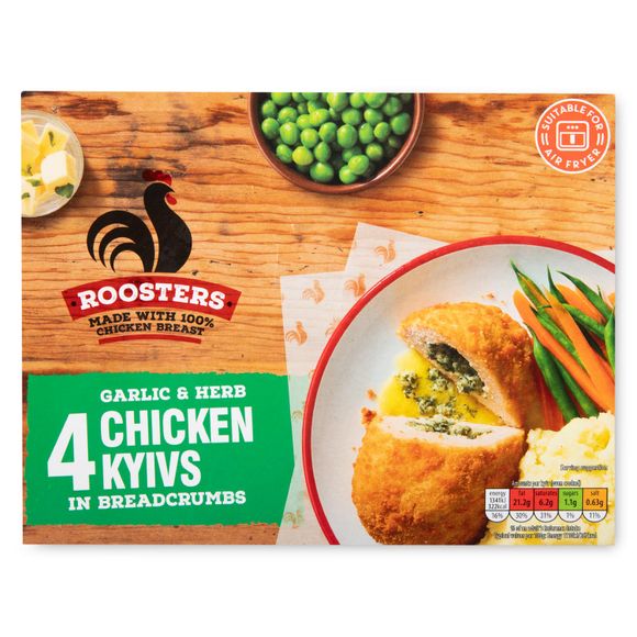 Roosters Garlic & Herb Chicken Kievs 500g/4 Pack