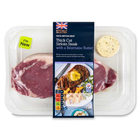 Specially Selected Thick Cut Sirloin Steaks With Bone Marrow Butter 320g