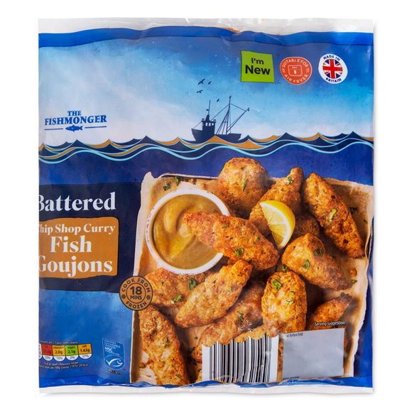 The Fishmonger Battered Chip Shop Curry Fish Goujons 400g