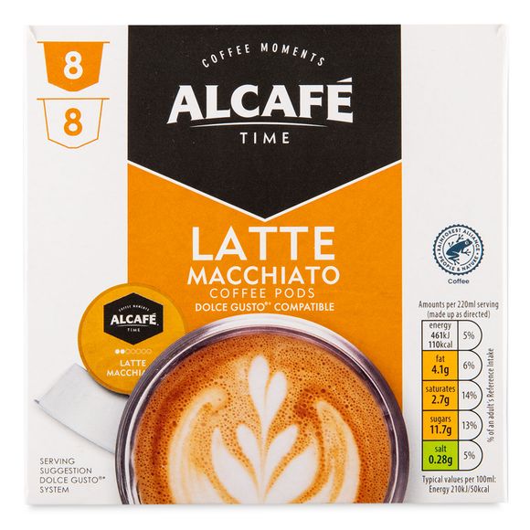 Alcafé Latte Macchiato Coffee Pods 183g/8 Pack