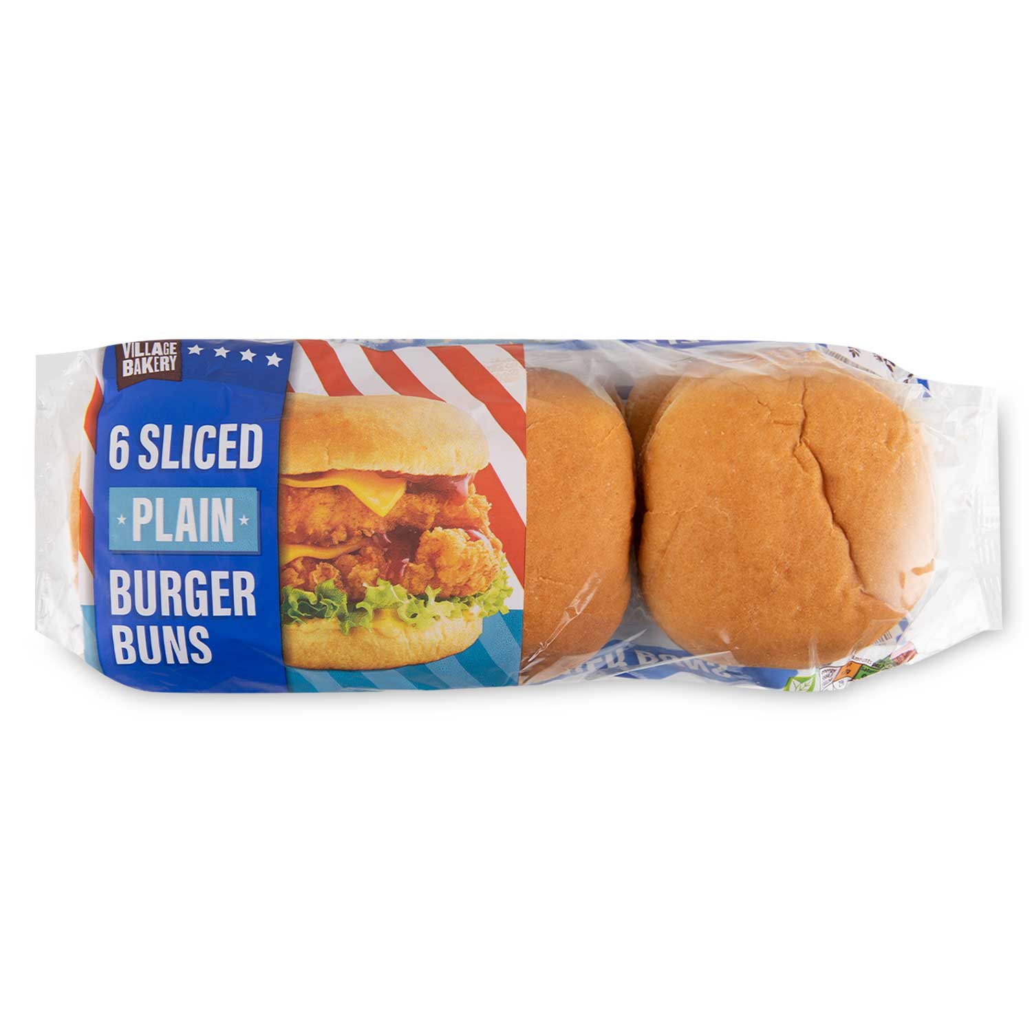 Village Bakery White Sliced Burger Buns 300g/6 Pack