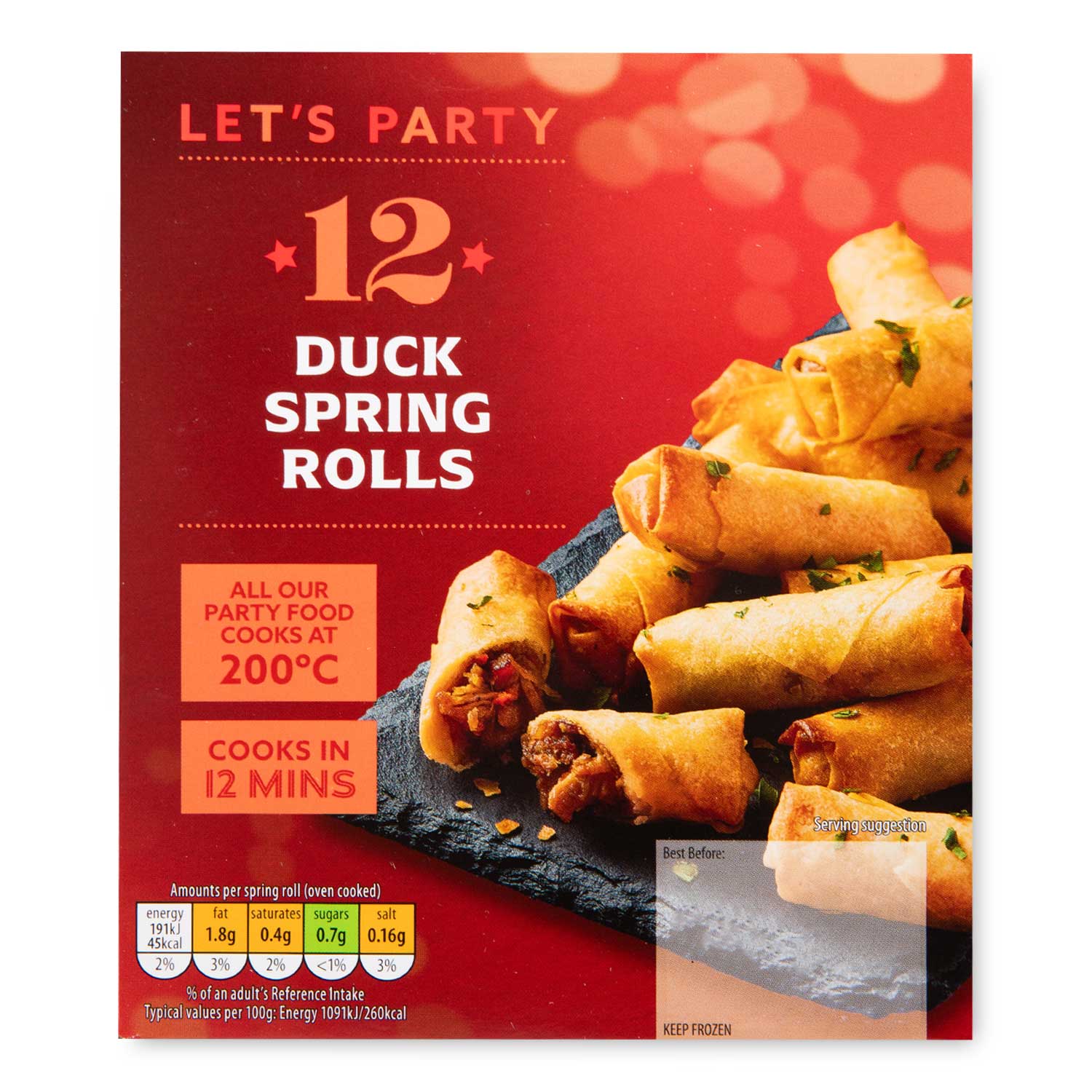 Let's Party Duck Spring Rolls 216g/12 Pack