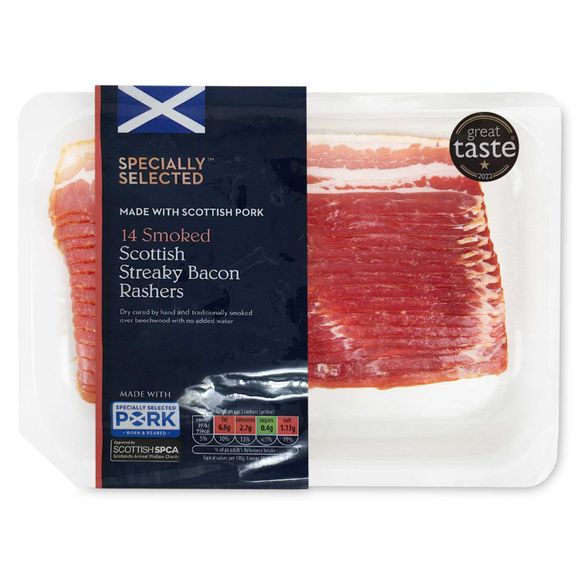 Specially Selected Smoked Scottish Streaky Bacon Rashers 220g/14 Pack