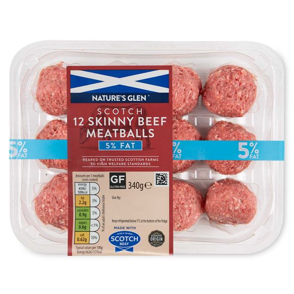 Nature's Glen 12 Scotch Beef Meatballs 5% Fat 340g/12 Pack