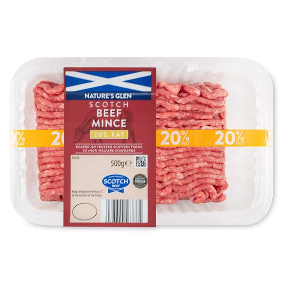 Nature's Glen Scotch Beef Mince 20% Fat 500g